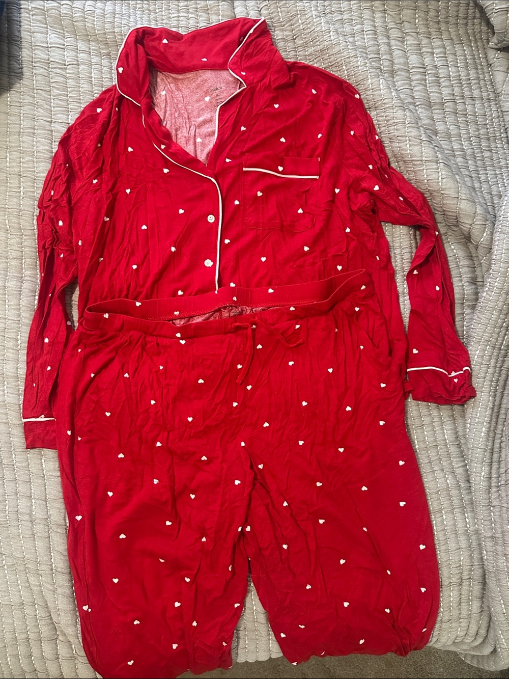 Auden Red Two-Piece Heart Print Pajama Set